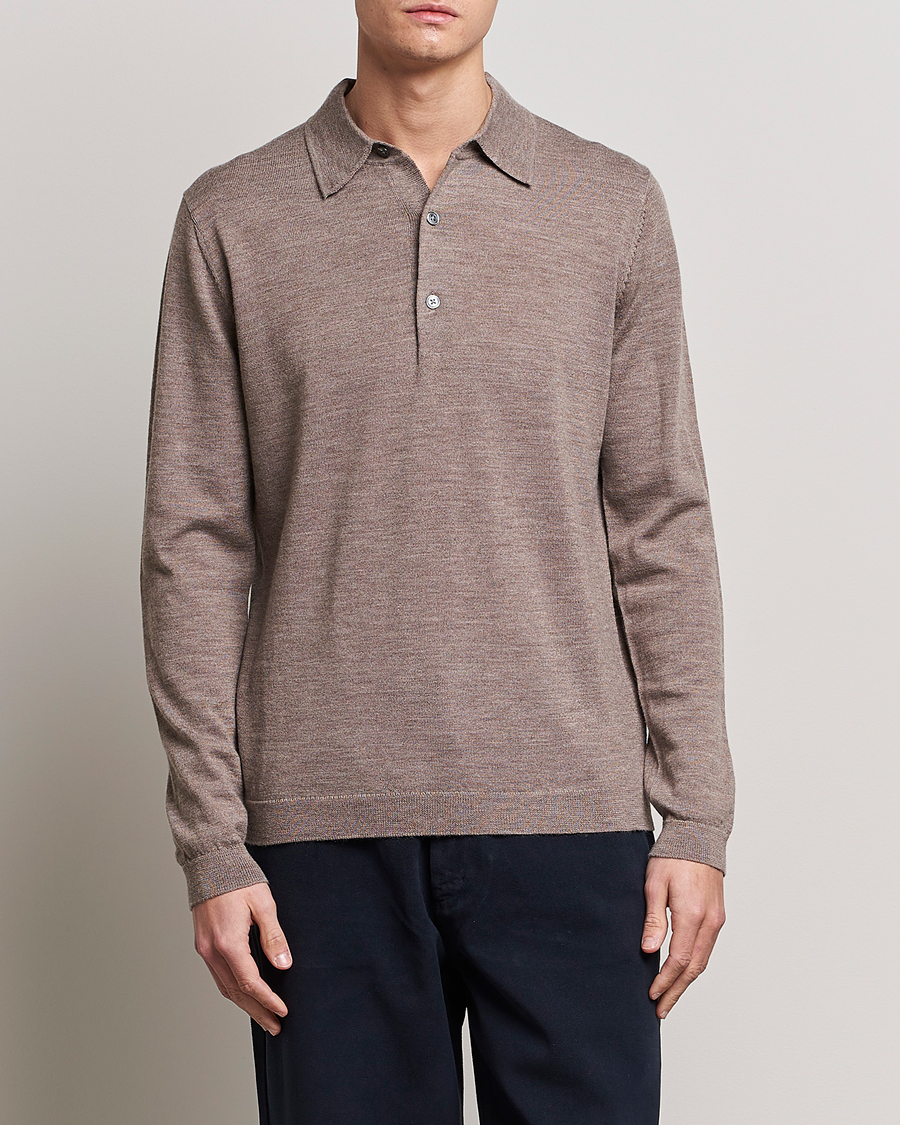 Homme | Polos Tricotés | A Day's March | Ambroz Merino Polo Taupe Melange