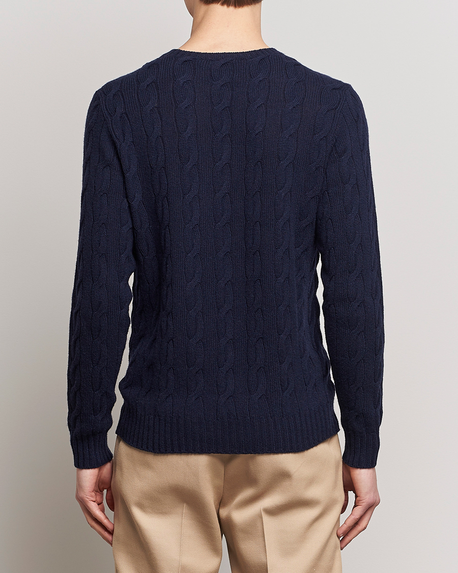 Homme | Pulls Et Tricots | Ralph Lauren Purple Label | Cashmere Cable Crew Neck Sweater Chairman Navy