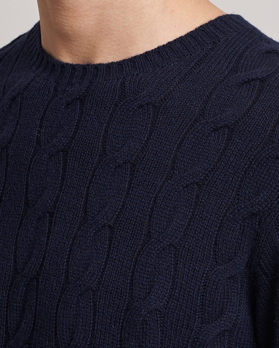Homme | Pulls Et Tricots | Ralph Lauren Purple Label | Cashmere Cable Crew Neck Sweater Chairman Navy