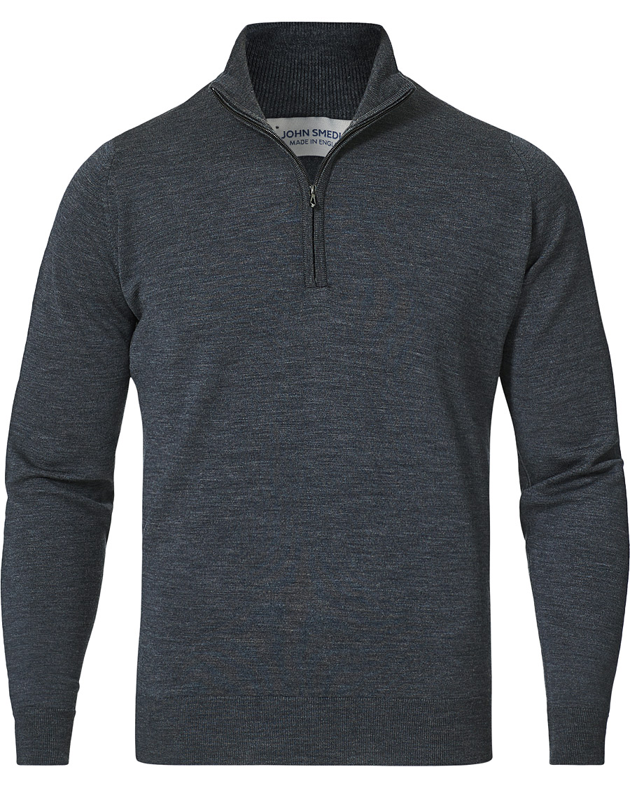 Homme | Pulls Et Tricots | John Smedley | Barrow Extra Fine Merino Half Zip Charcoal