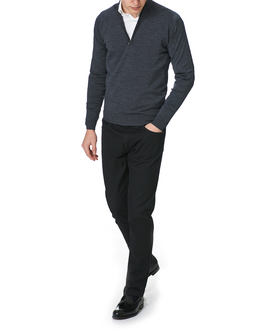 Homme | Pulls Et Tricots | John Smedley | Barrow Extra Fine Merino Half Zip Charcoal