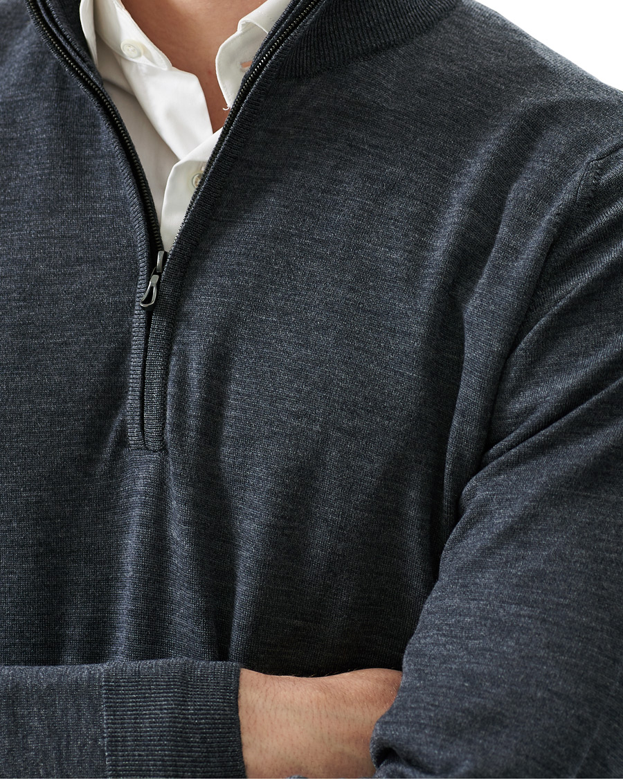 Homme | Pulls Et Tricots | John Smedley | Barrow Extra Fine Merino Half Zip Charcoal