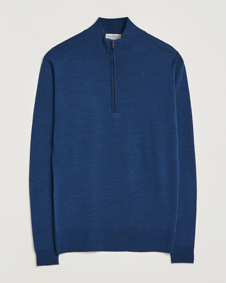 Homme | Pulls Et Tricots | John Smedley | Barrow Extra Fine Merino Half Zip Indigo