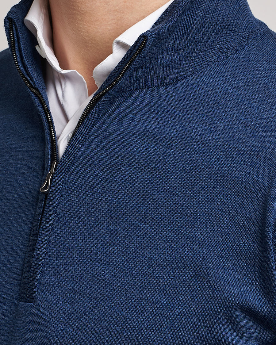 Homme | Pulls Et Tricots | John Smedley | Barrow Extra Fine Merino Half Zip Indigo