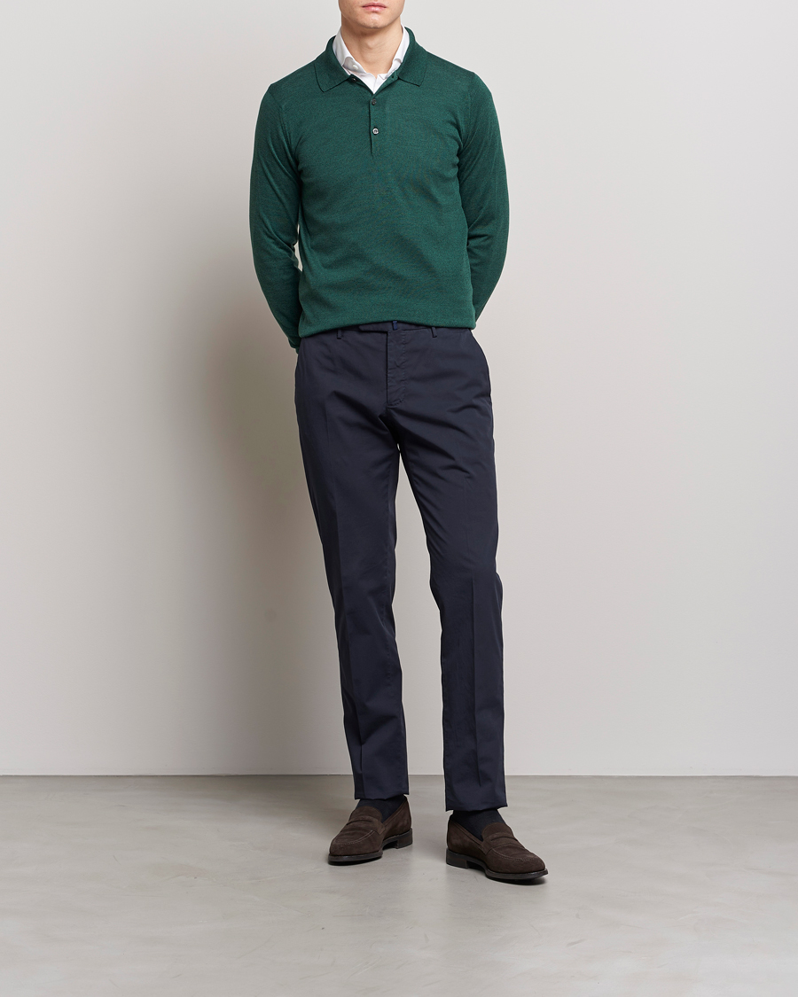 Homme | Pulls Et Tricots | John Smedley | Belper Wool/Cotton Polo Pullover Bottle Green