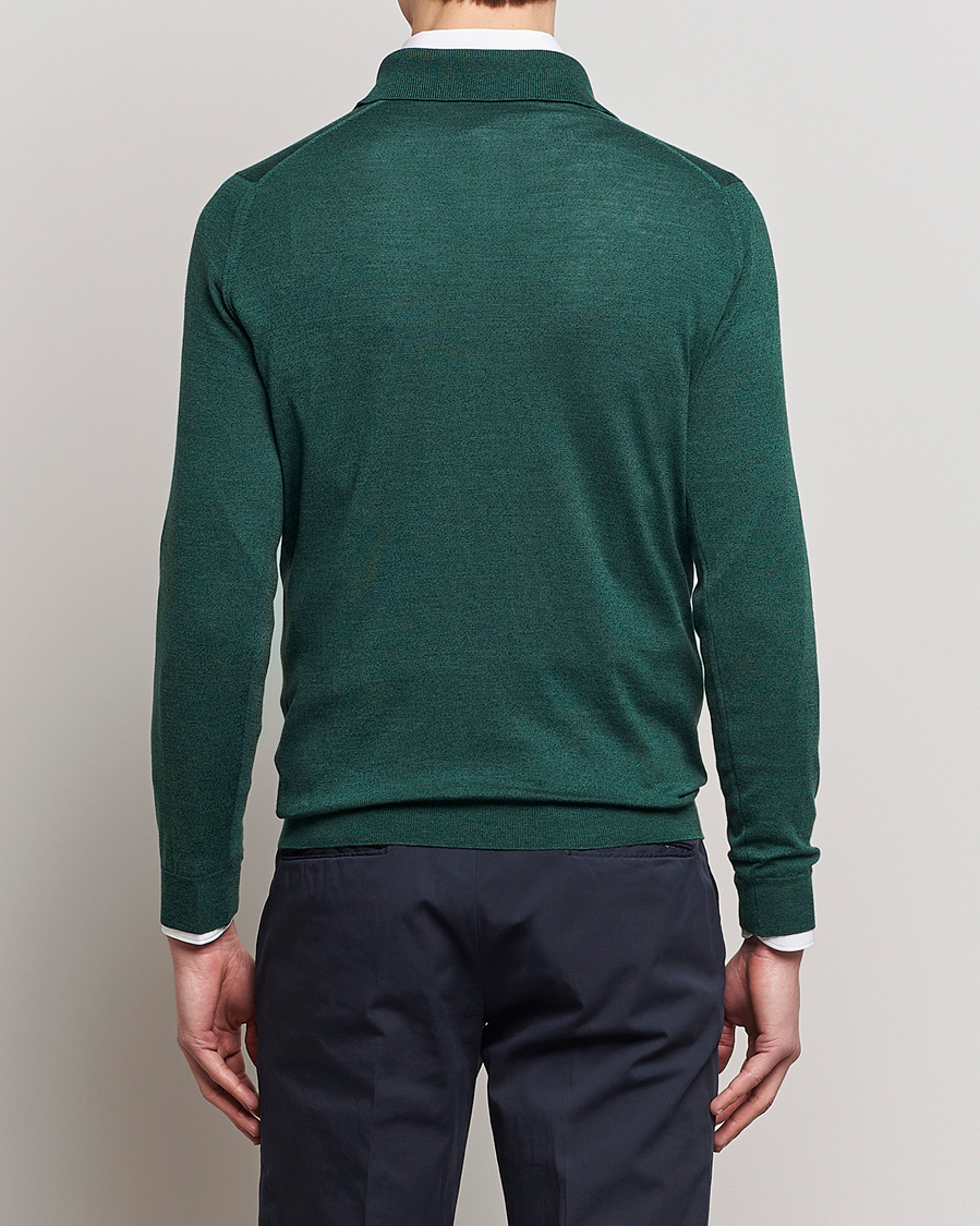 Homme | Pulls Et Tricots | John Smedley | Belper Wool/Cotton Polo Pullover Bottle Green