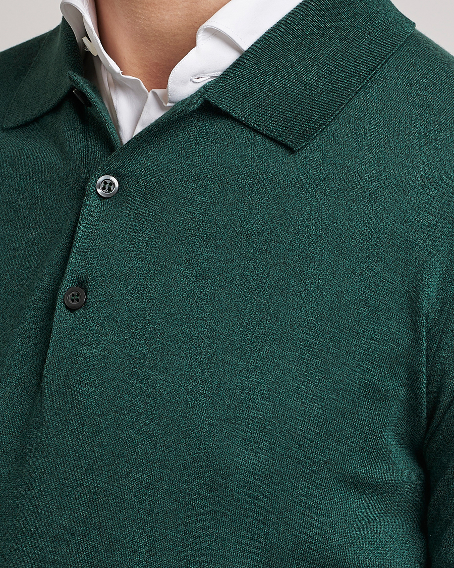Homme | Pulls Et Tricots | John Smedley | Belper Wool/Cotton Polo Pullover Bottle Green