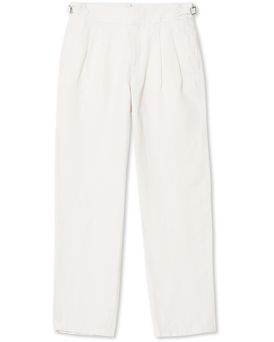 Homme | Pantalons | Orlebar Brown | Lyford Relaxed Pleated Linen Trousers White Sand