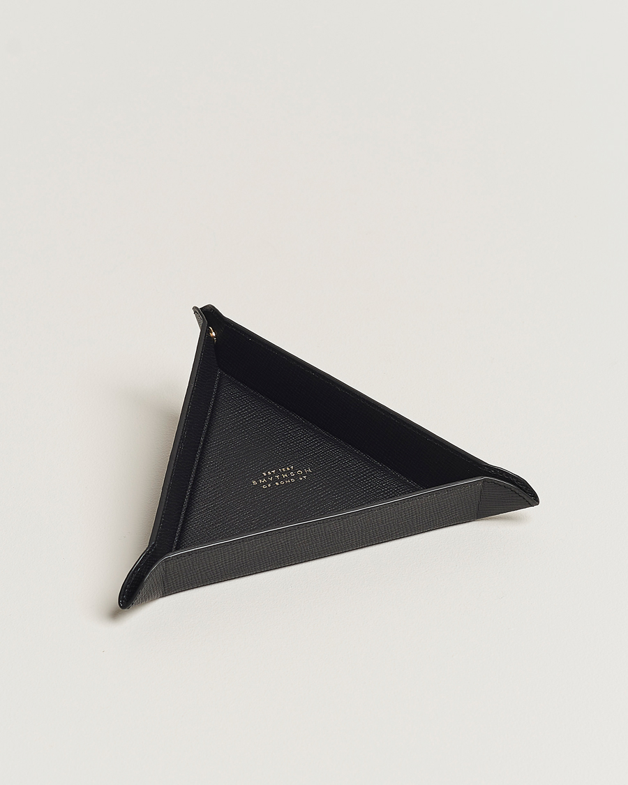 Homme | Smythson Panama Leather Coin Tray Black | Smythson | Panama Leather Coin Tray Black