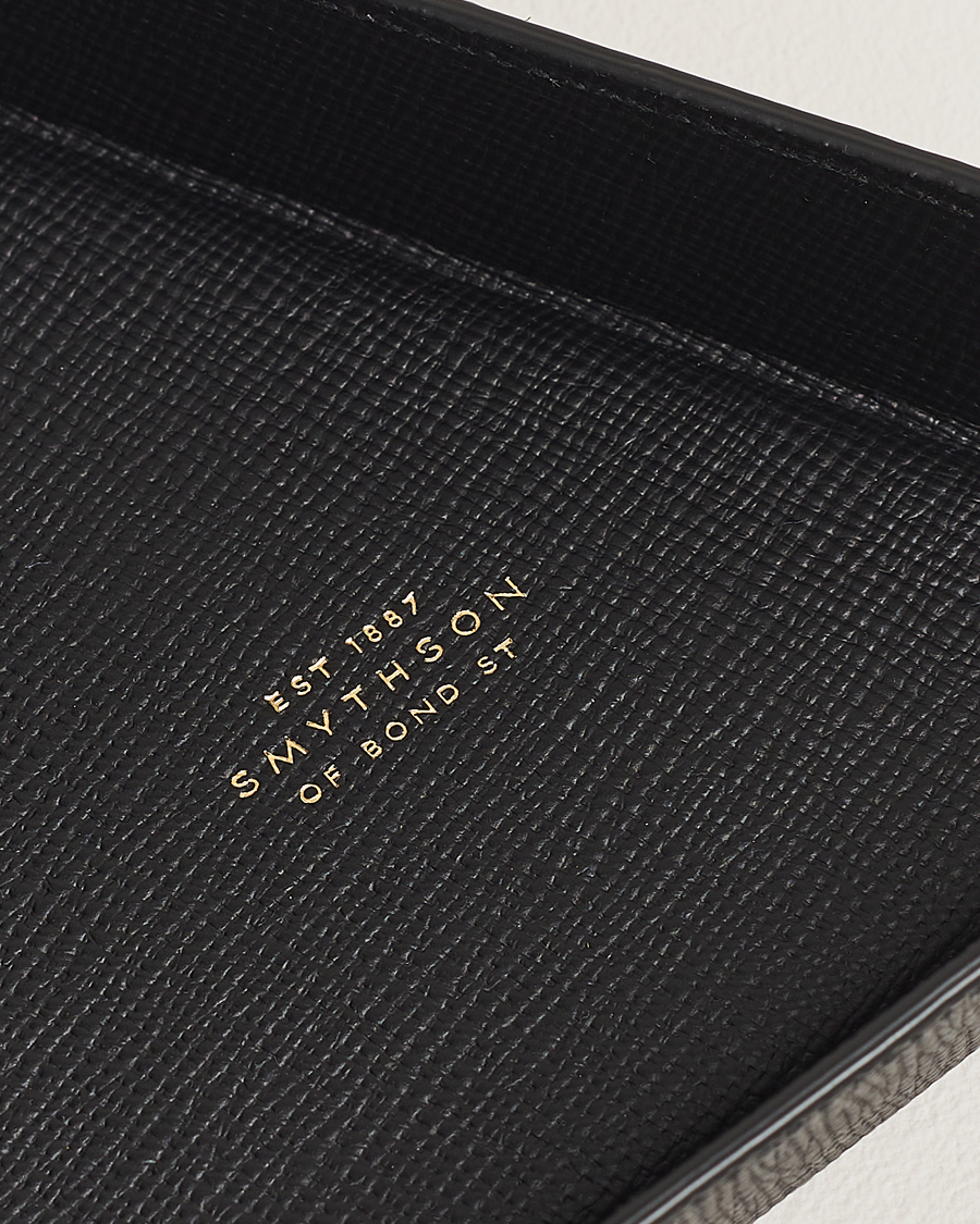 Homme | Sections | Smythson | Panama Leather Coin Tray Black