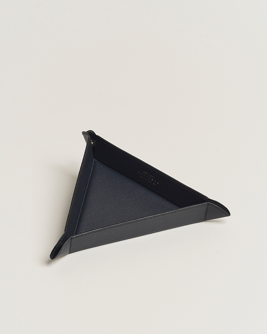 Homme | Smythson Panama Leather Coin Tray Navy | Smythson | Panama Leather Coin Tray Navy