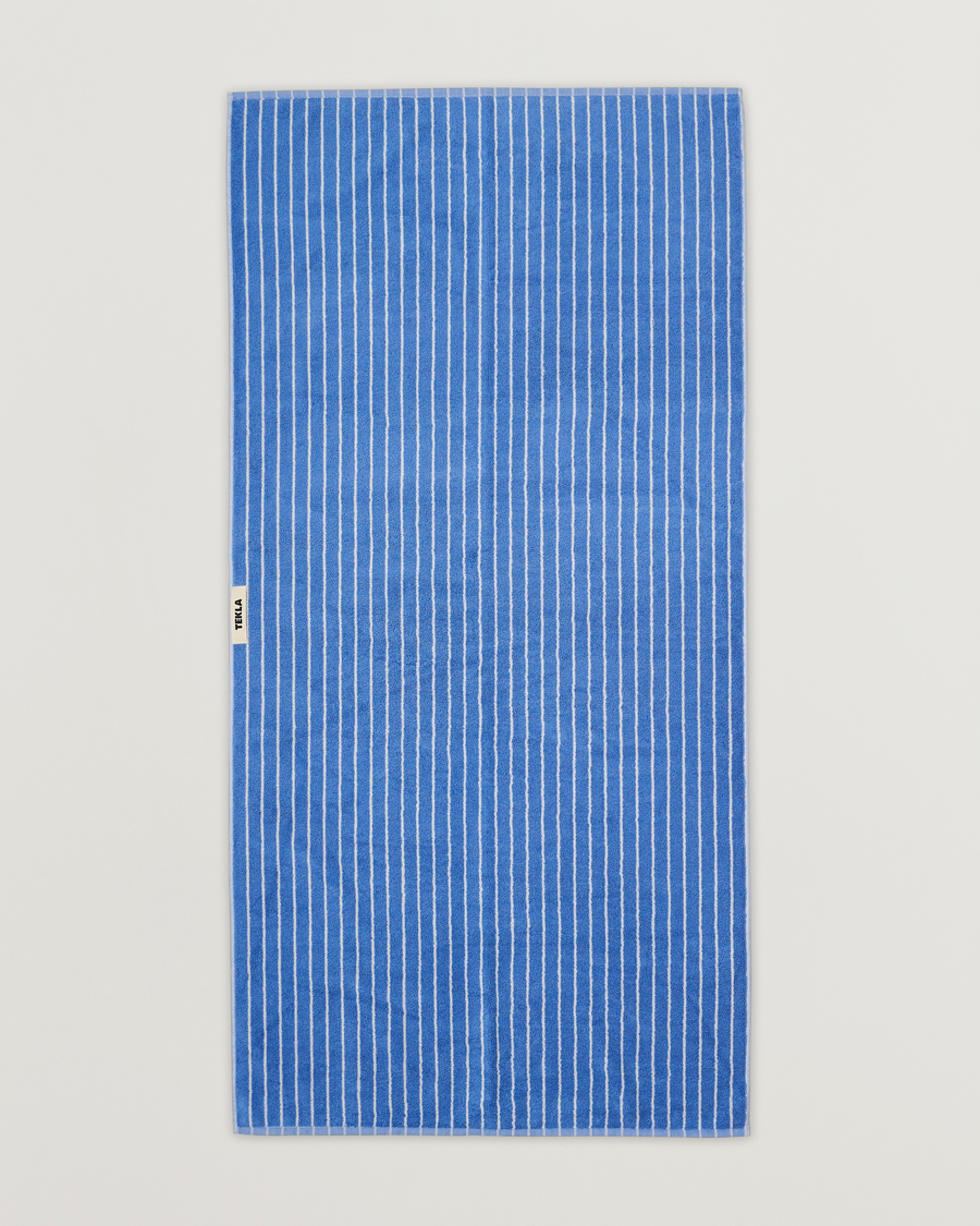 Homme | Pour La Maison | Tekla | Organic Terry Bath Towel Clear Blue Stripes