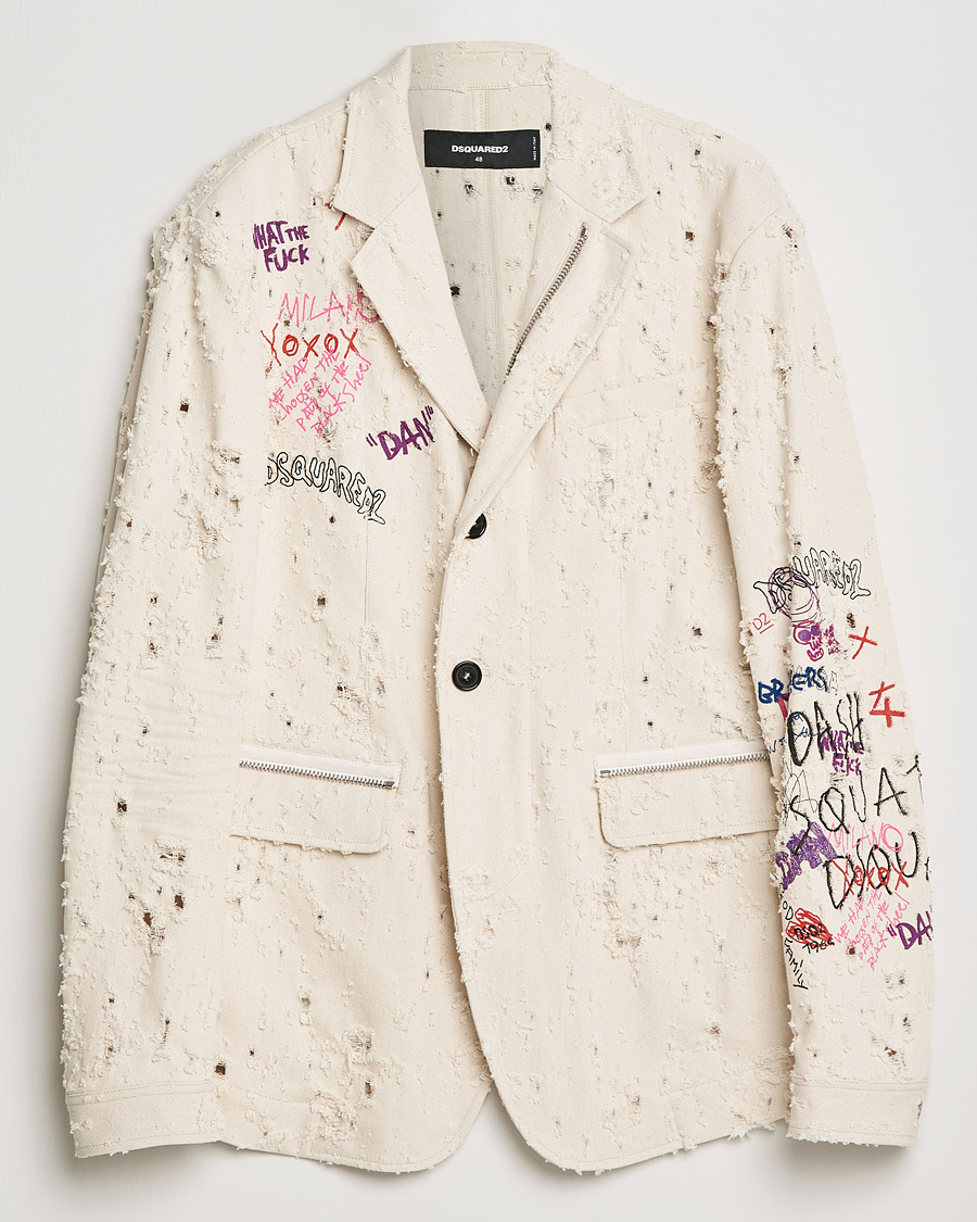 Homme | Blazers | Dsquared2 | Painted Military Blazer Light Beige