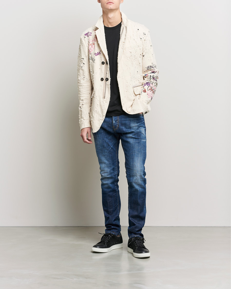 Homme | Blazers | Dsquared2 | Painted Military Blazer Light Beige