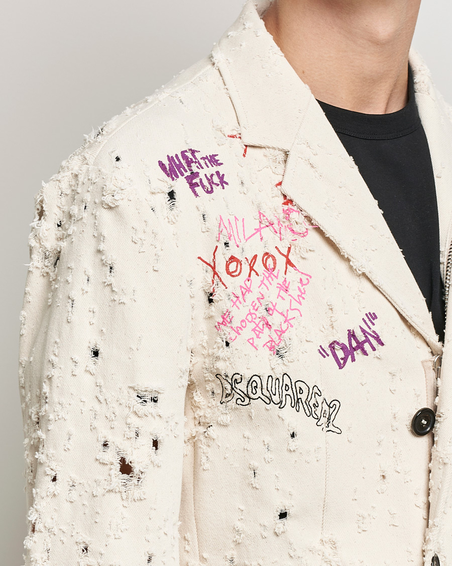 Homme | Blazers | Dsquared2 | Painted Military Blazer Light Beige