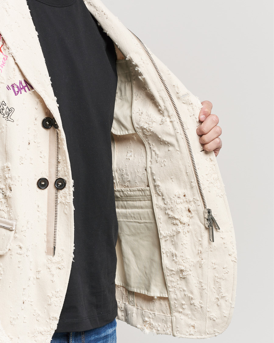 Homme | Blazers | Dsquared2 | Painted Military Blazer Light Beige