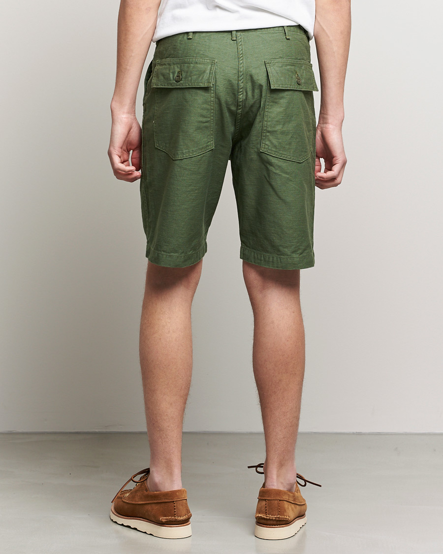 Homme | Shorts | orSlow | Slim Fit Original Sateen Fatigue Shorts Green