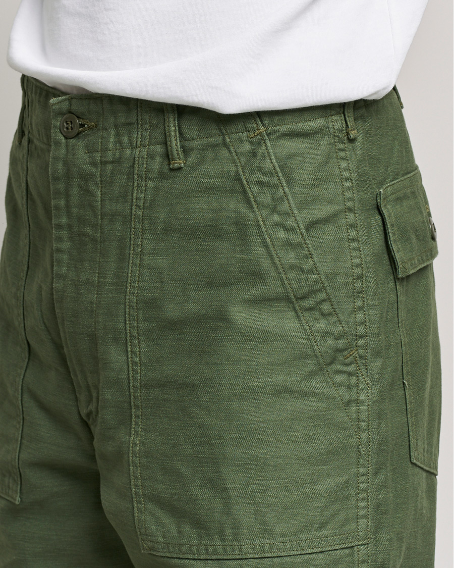 Homme | Shorts | orSlow | Slim Fit Original Sateen Fatigue Shorts Green