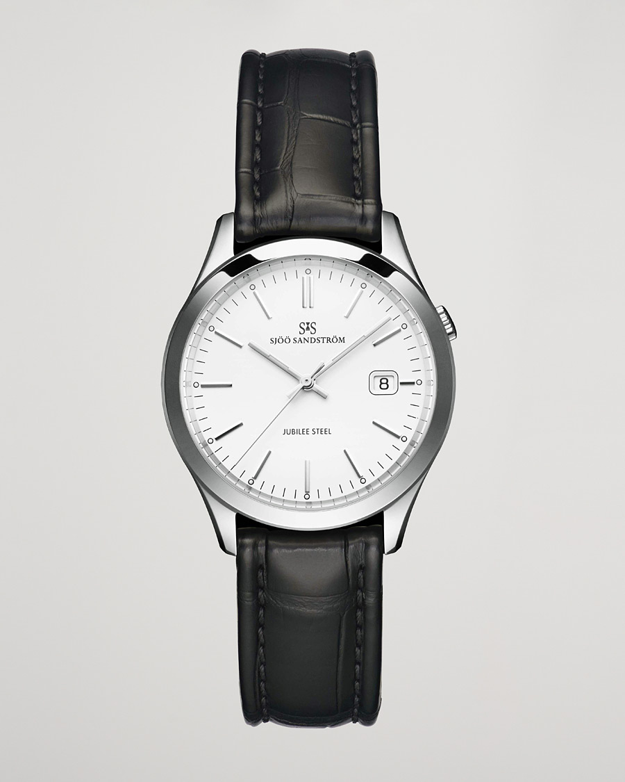 Homme | Sjöö Sandström Jubilee Steel Quartz 40mm White/Black Calf | Sjöö Sandström | Jubilee Steel Quartz 40mm White/Black Calf