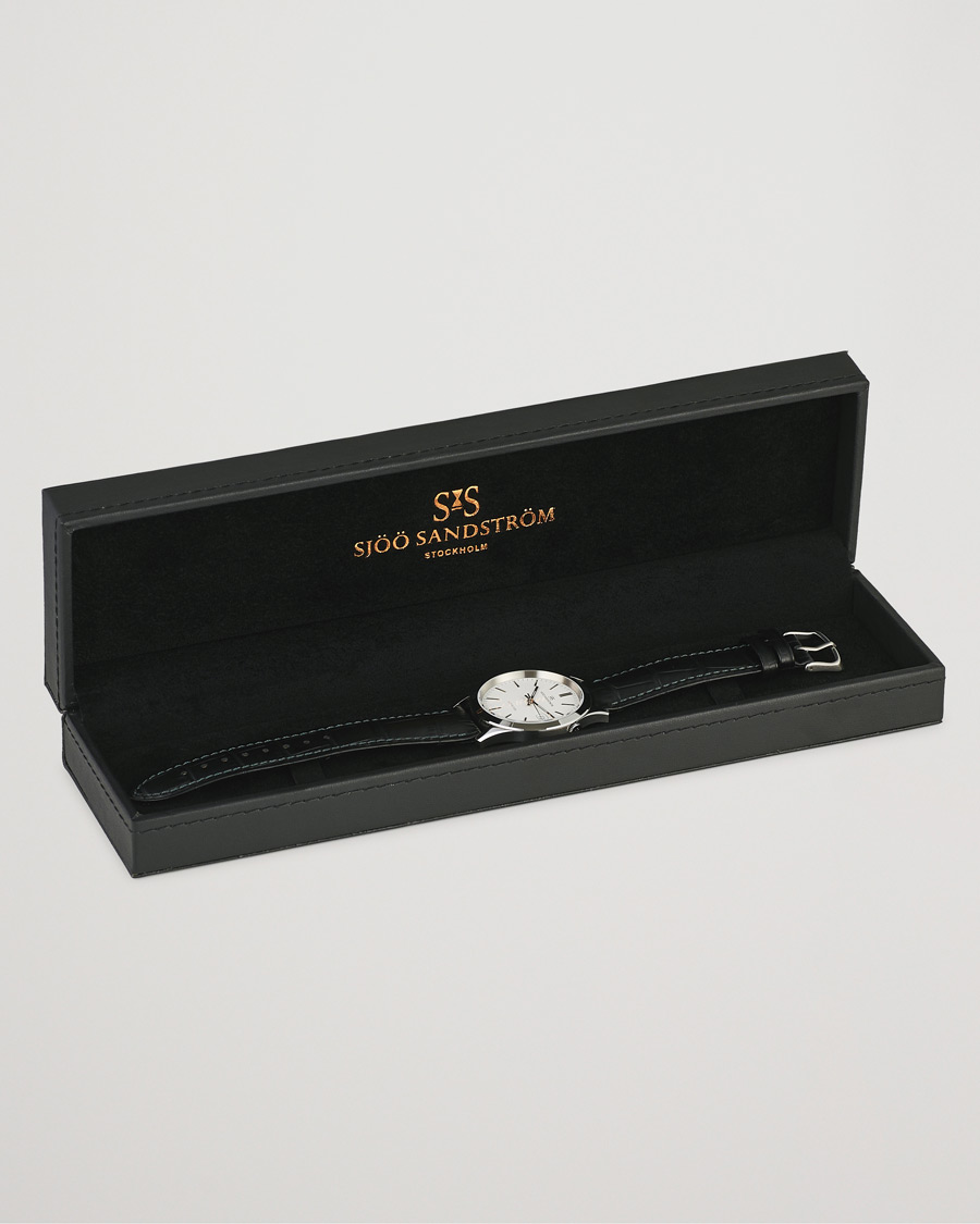 Homme | Sjöö Sandström Jubilee Steel Quartz 40mm White/Black Calf | Sjöö Sandström | Jubilee Steel Quartz 40mm White/Black Calf