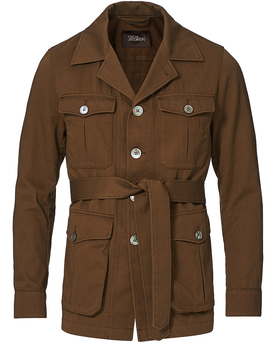 Homme | Chemises | Oscar Jacobson | Westwood Washed Cotton Shirt Jacket Army Brown