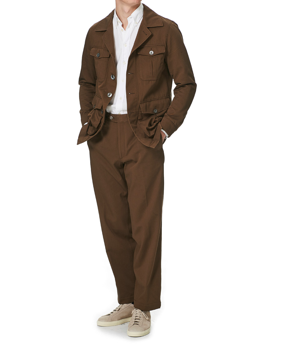 Homme | Chemises | Oscar Jacobson | Westwood Washed Cotton Shirt Jacket Army Brown