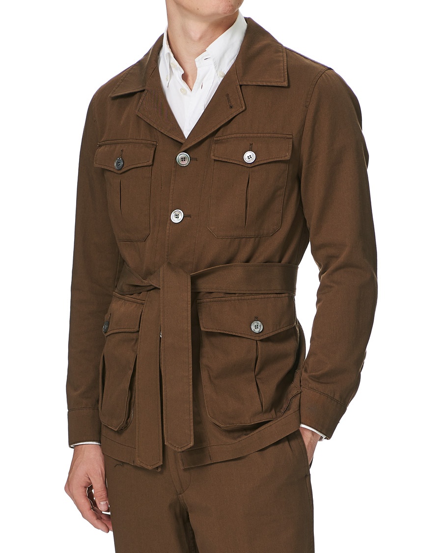 Homme | Chemises | Oscar Jacobson | Westwood Washed Cotton Shirt Jacket Army Brown