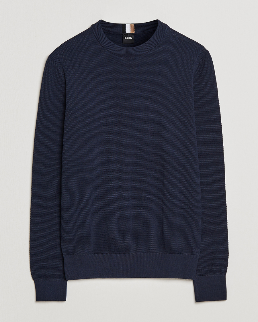 Homme | Pulls Et Tricots | BOSS BLACK | Ecaio Knitted Structured Sweater Dark Blue