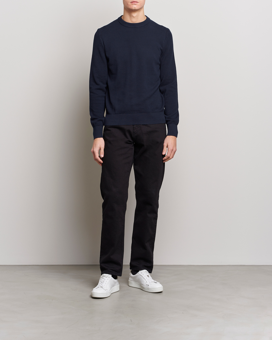 Homme | Pulls Et Tricots | BOSS BLACK | Ecaio Knitted Structured Sweater Dark Blue