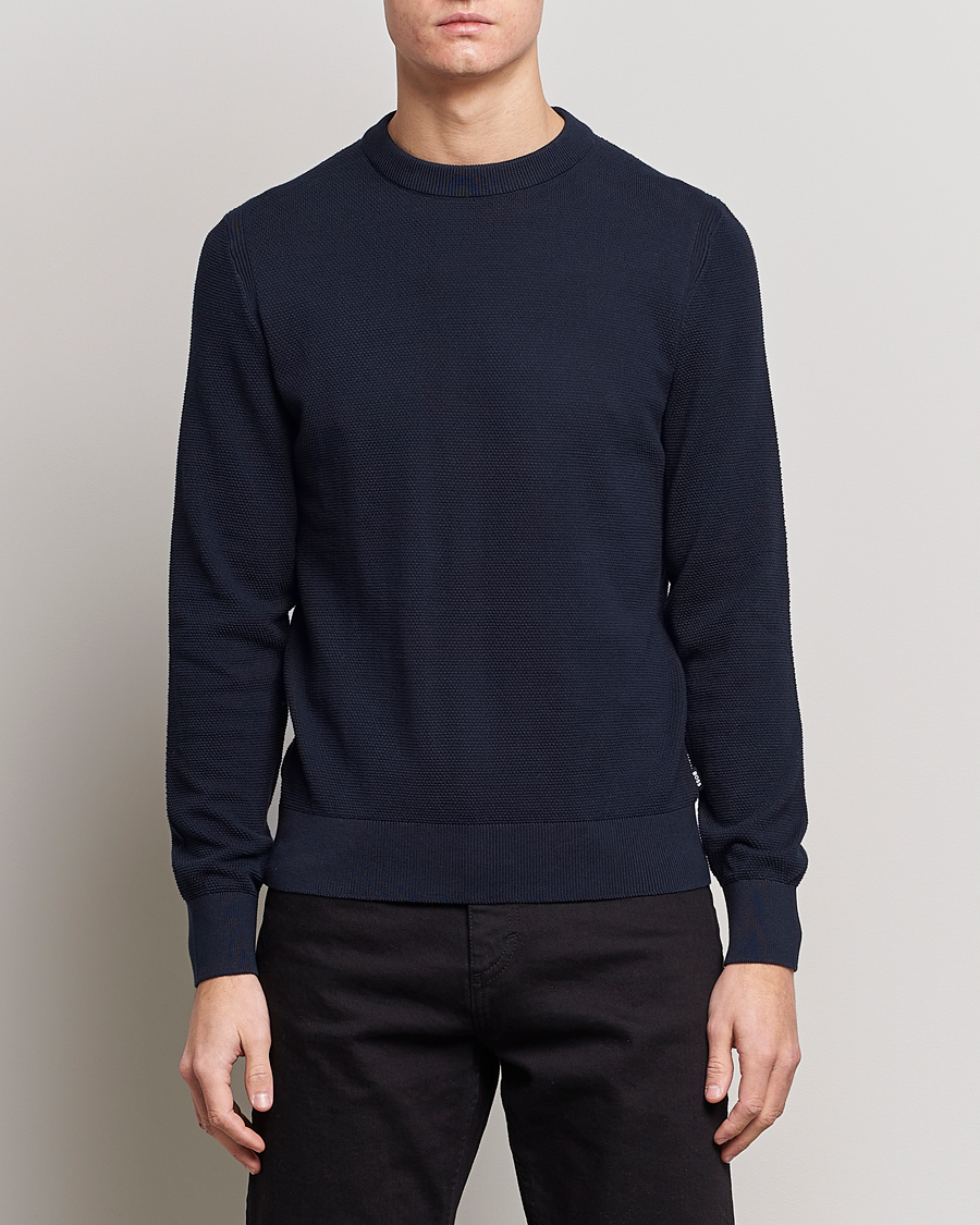 Homme | Pulls Et Tricots | BOSS BLACK | Ecaio Knitted Structured Sweater Dark Blue