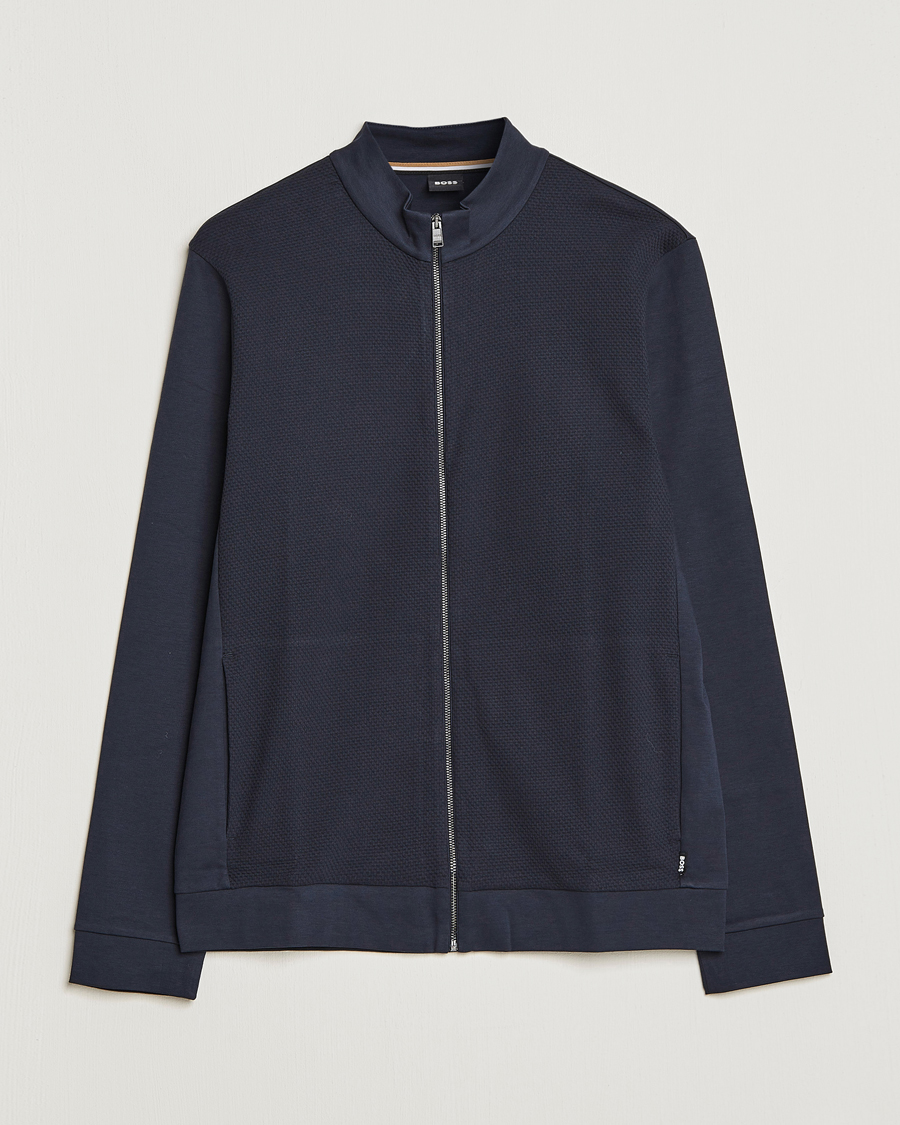 Homme | Pulls Et Tricots | BOSS BLACK | Skiles Knitted Full-Zip Sweater Dark Blue