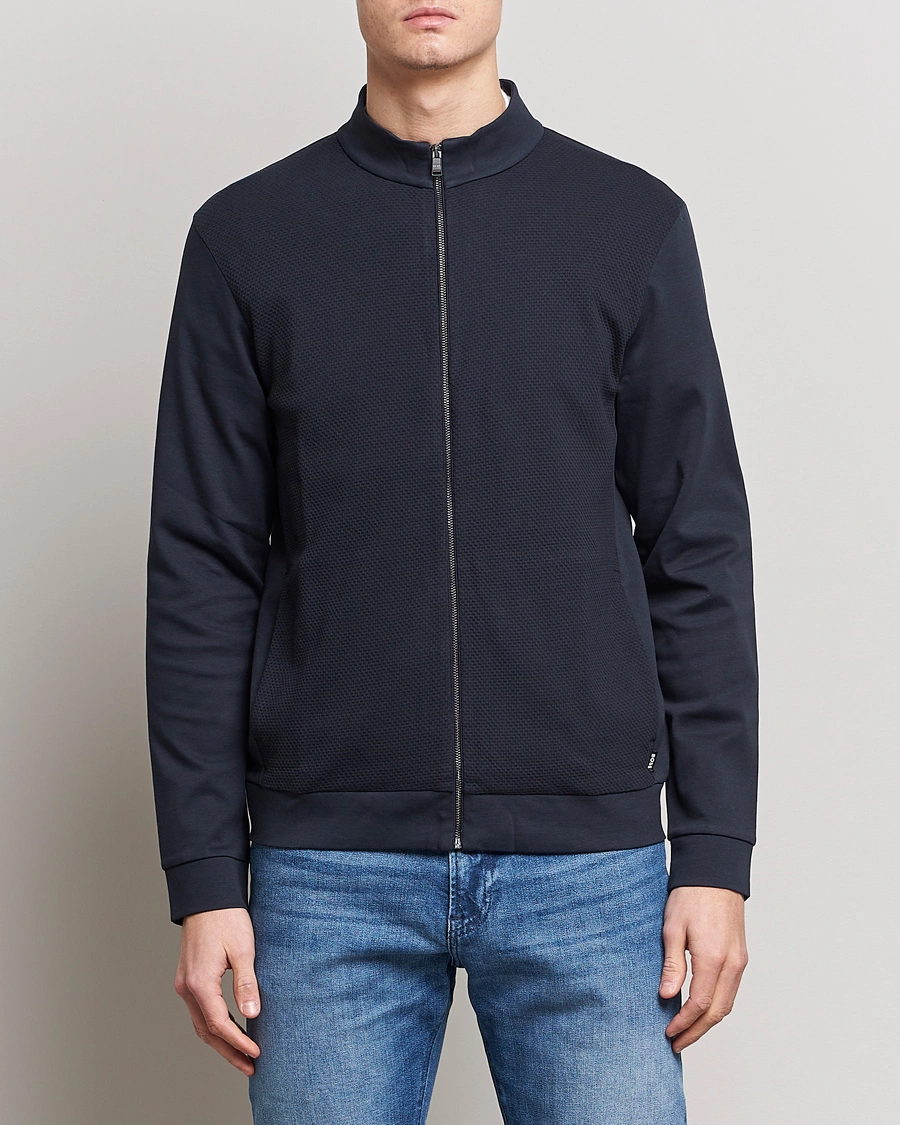 Homme | Soldes Vêtements | BOSS BLACK | Skiles Knitted Full-Zip Sweater Dark Blue