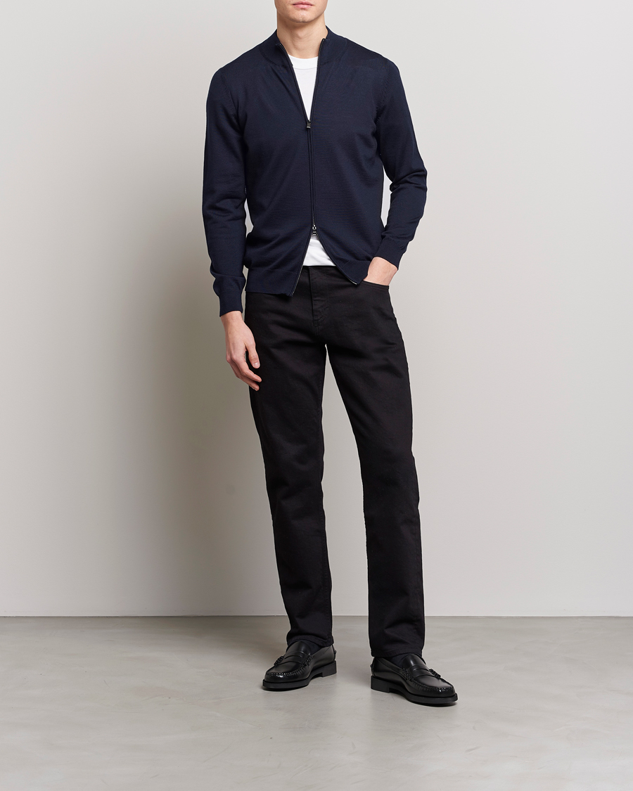 Homme | Pulls Et Tricots | BOSS BLACK | Balonso Full-Zip Sweater Dark Blue