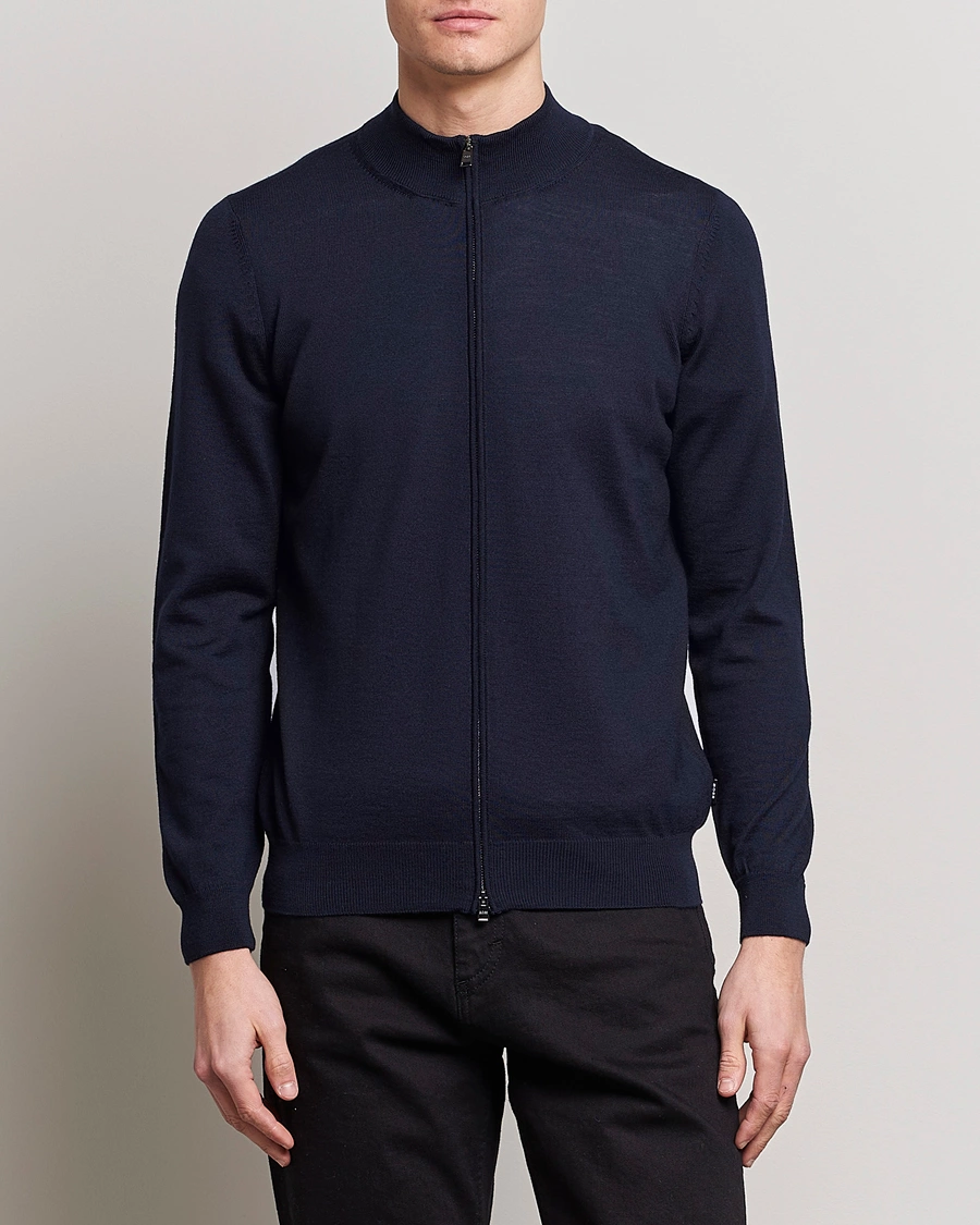 Homme | Full-zip | BOSS BLACK | Balonso Full-Zip Sweater Dark Blue