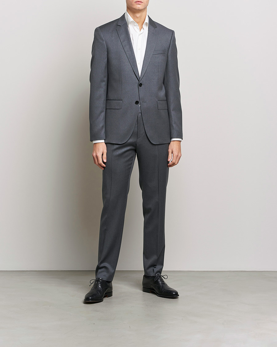 Homme | Blazers | BOSS BLACK | Huge Slim Fit Wool Blazer Dark Grey