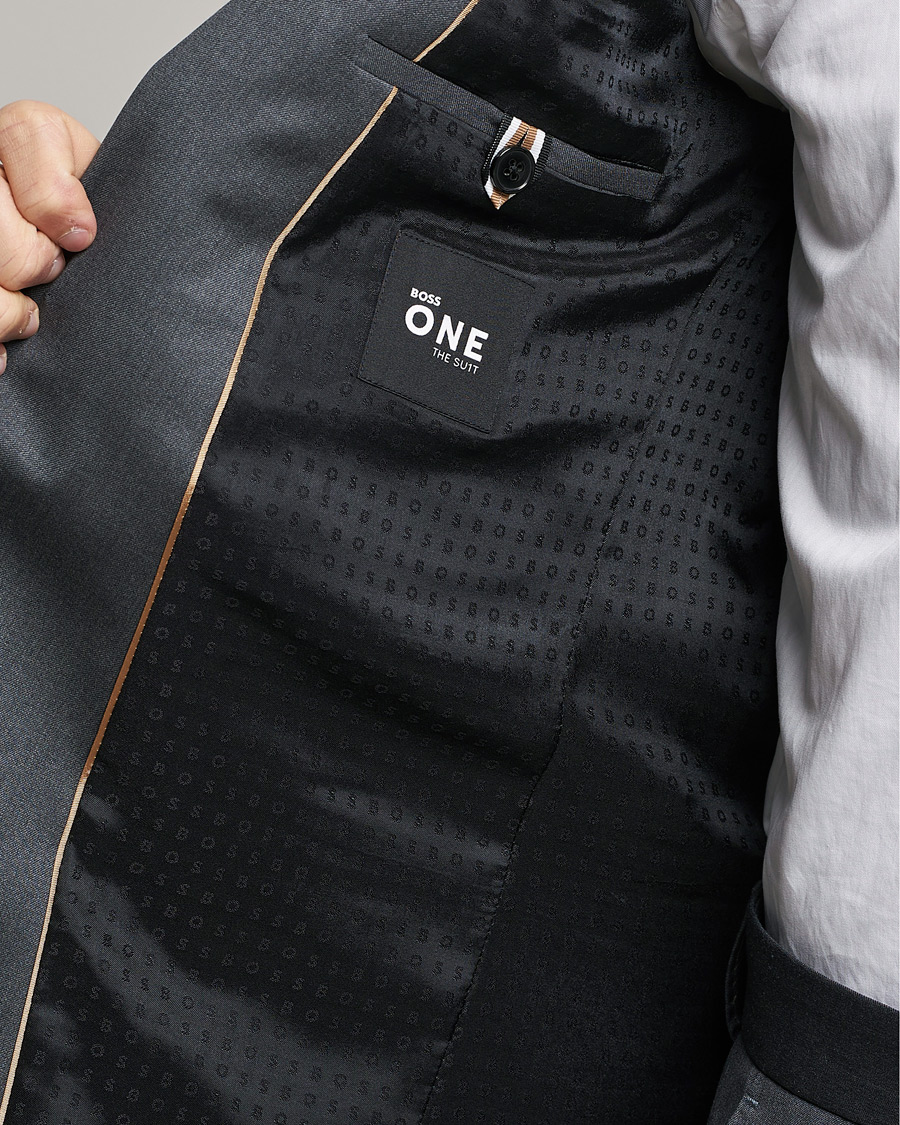 Homme | Blazers | BOSS BLACK | Huge Slim Fit Wool Blazer Dark Grey