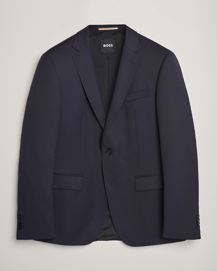 Homme | Blazers | BOSS BLACK | Huge Slim Fit Wool Blazer Dark Blue