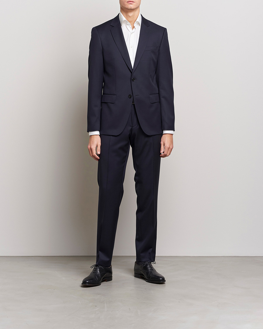 Homme | Blazers | BOSS BLACK | Huge Slim Fit Wool Blazer Dark Blue