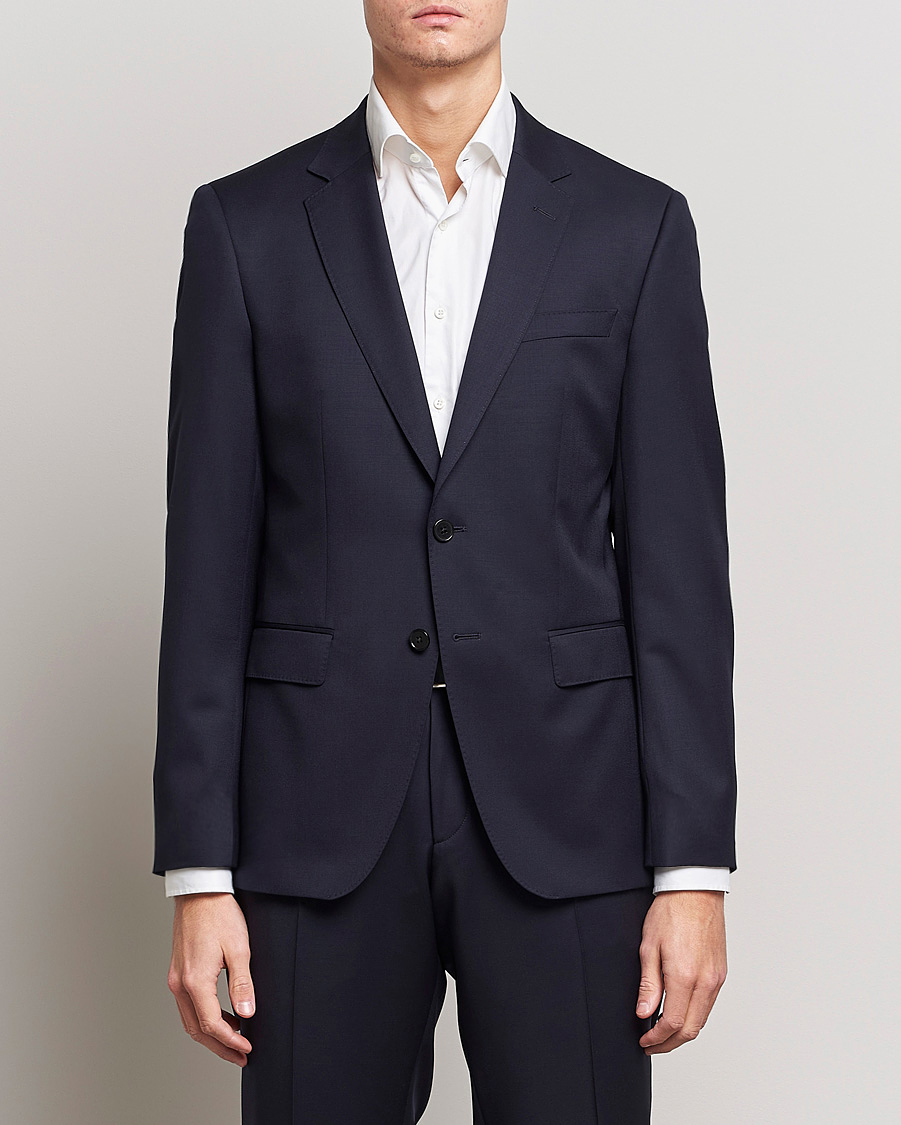 Homme | Blazers | BOSS BLACK | Huge Slim Fit Wool Blazer Dark Blue