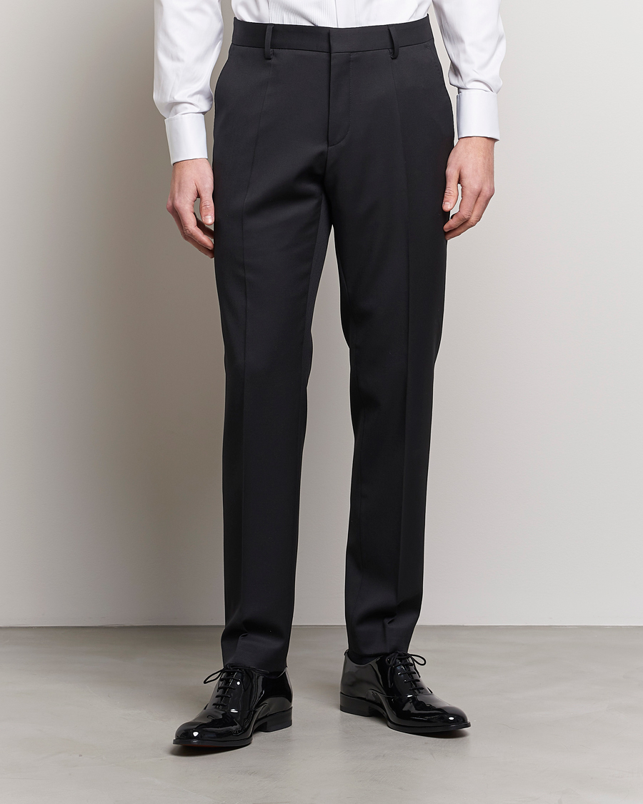 Homme | Pantalons | BOSS BLACK | Genius Slim Fit Wool Trousers Black