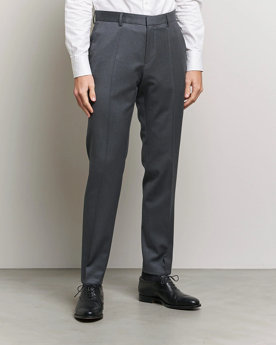 Homme | Pantalons | BOSS BLACK | Genius Slim Fit Wool Trousers Dark Grey