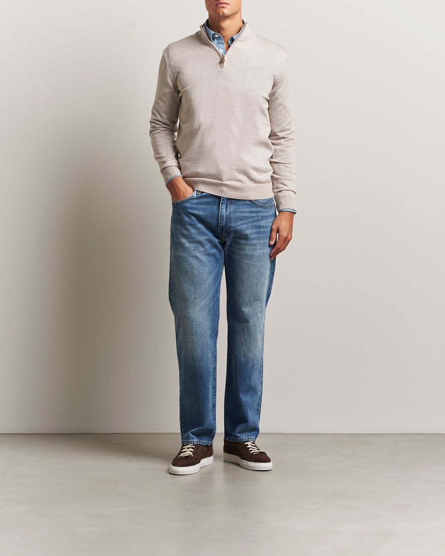 Homme | Pulls Et Tricots | Stenströms | Merino Half-Zip Beige
