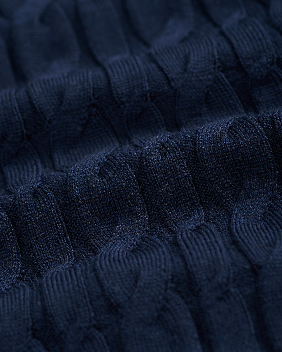 Homme | Pulls Et Tricots | Stenströms | Contast Merino Cable V-Neck Navy