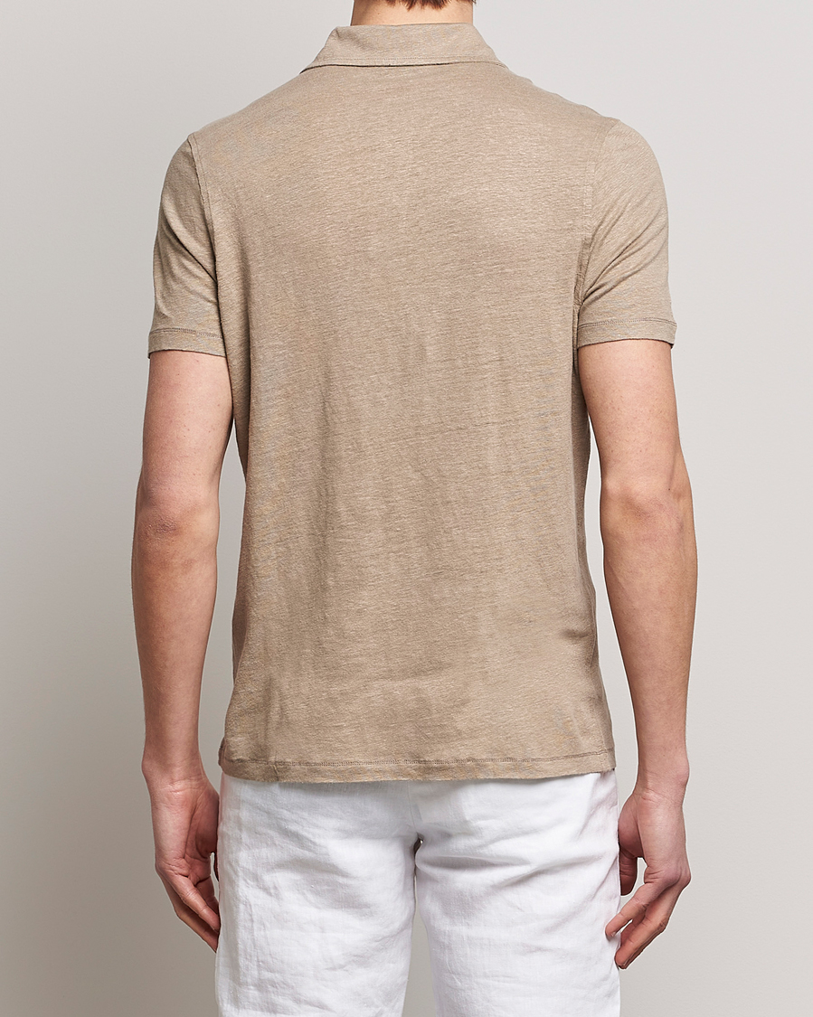 Homme | Polos | Stenströms | Linen Polo Shirt Beige