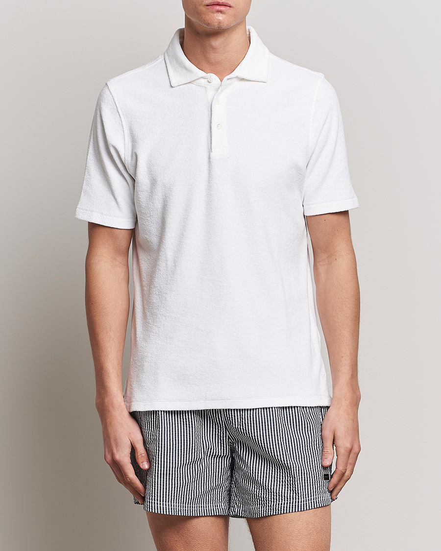 Homme | Polos | Stenströms | Terry Cotton Poloshirt White