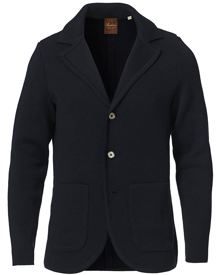 Homme | Blazers | Stenströms | Milano Knitted Merino Blazer Navy