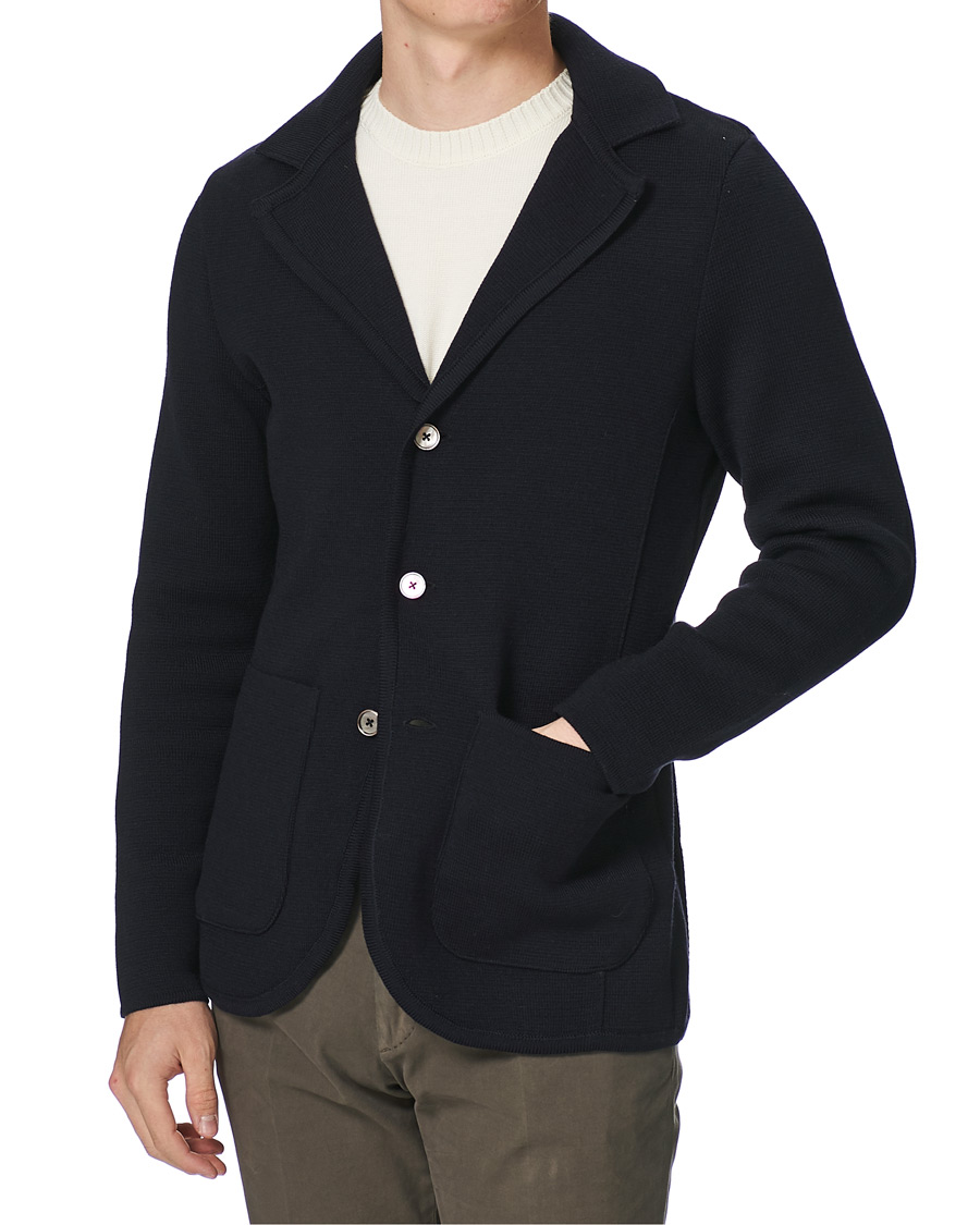 Homme | Blazers | Stenströms | Milano Knitted Merino Blazer Navy