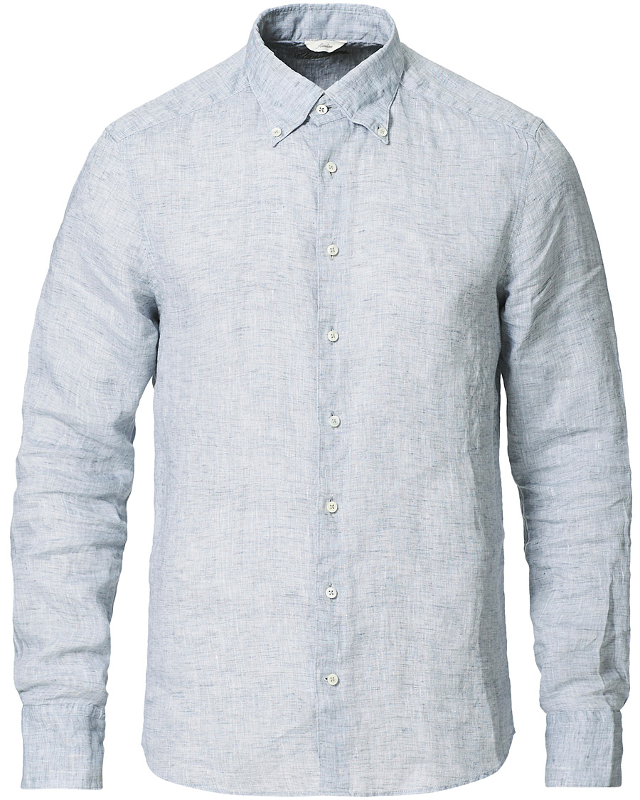 Homme | Chemises | Stenströms | Slimline Button Down Linen Shirt Light Grey