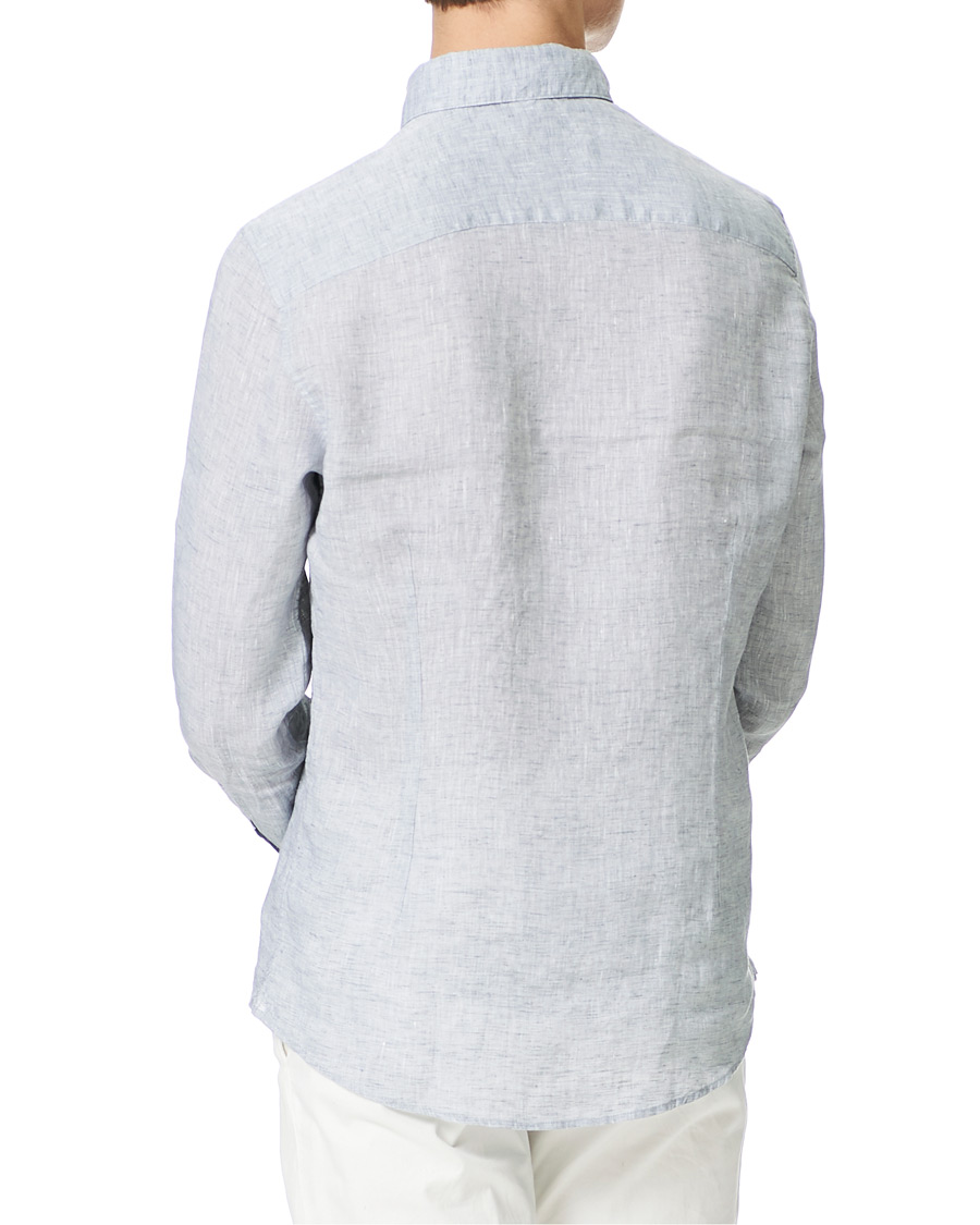 Homme | Chemises | Stenströms | Slimline Button Down Linen Shirt Light Grey