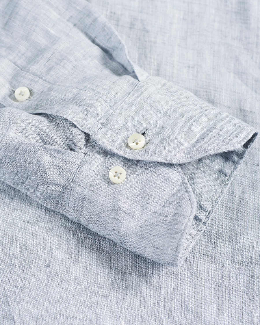 Homme | Chemises | Stenströms | Slimline Button Down Linen Shirt Light Grey